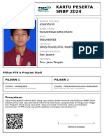 Kartu Peserta SNBP 2024: 424030130 Muhammad Idris Fahmi 0061660083 Smks Roudlotul Mubtadiin Kab. Jepara Prov. Jawa Tengah