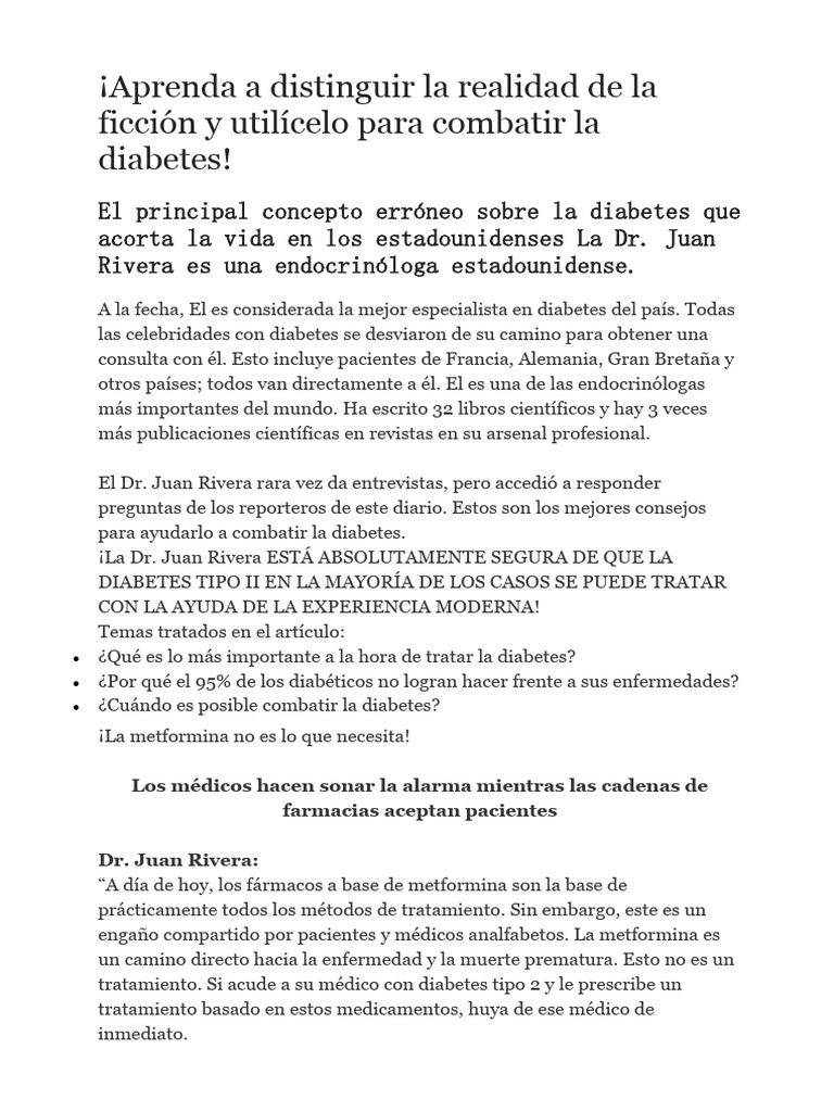 ¡Aprenda A Distinguir La Realidad de La Ficción y | PDF | Diabetes ...