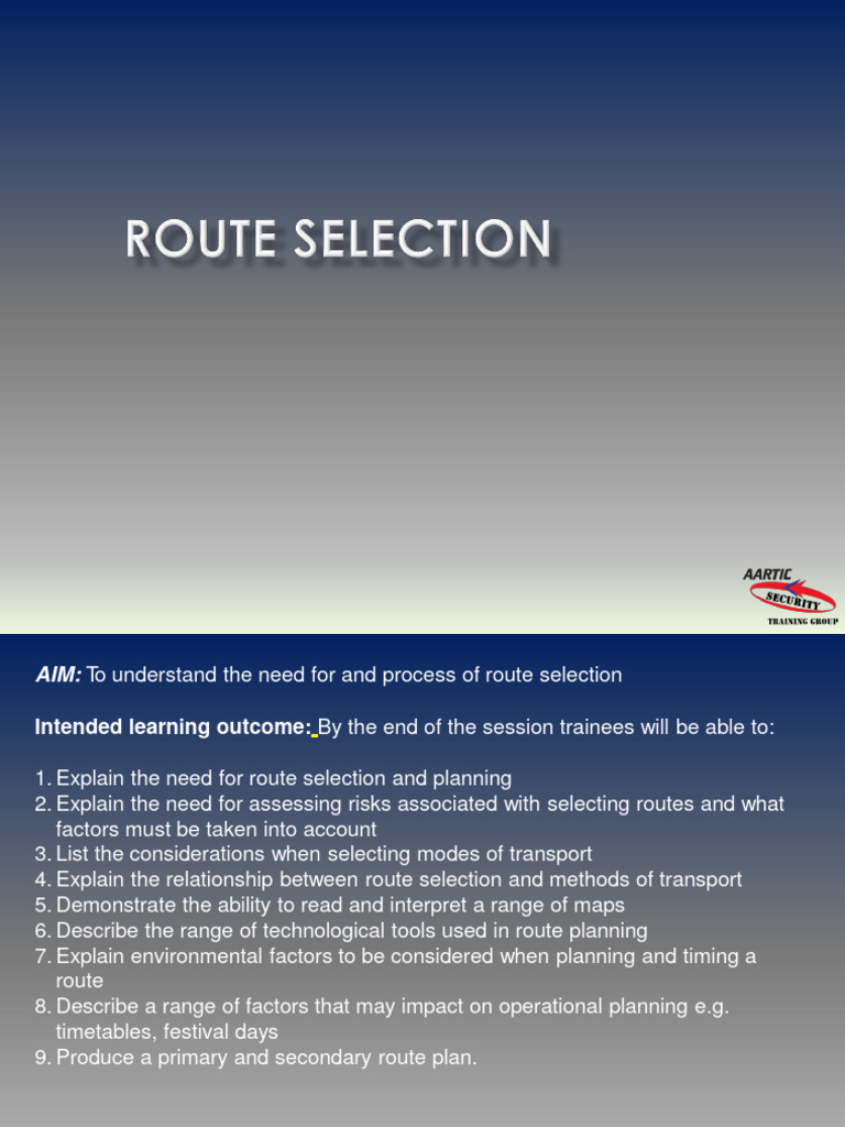 Secure Route Selection Process | PDF | Risk | Transport