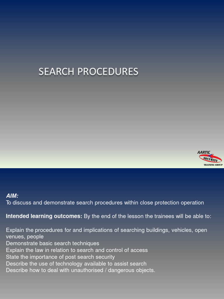 Search Procedures in Close Protection | PDF | Improvised Explosive ...