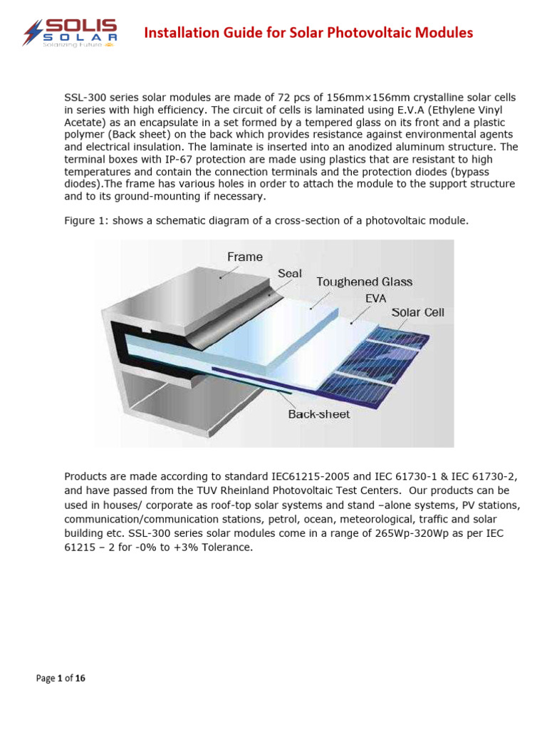 Solar Photovoltaic Module Installation Guide | PDF | Solar Panel ...