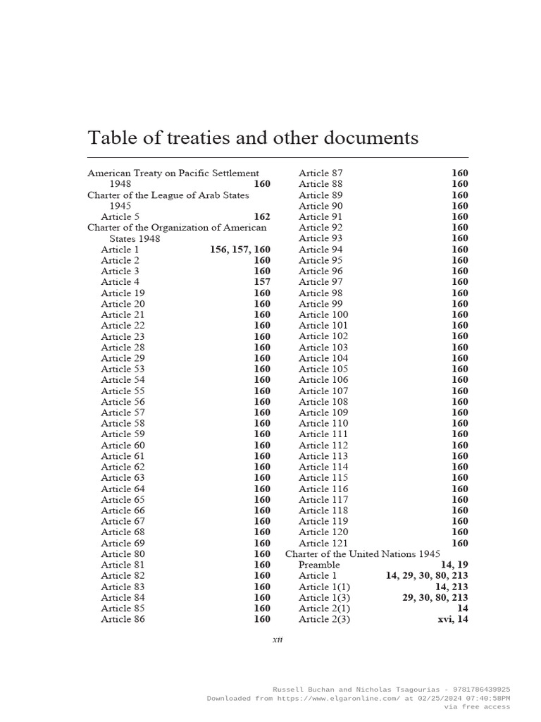 Regulating the use of force in international law table of treaties