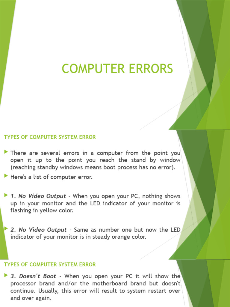 Computer Errors | PDF | Operating System | Computer Hardware