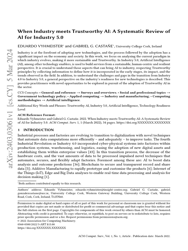 When Industry Meets Trustworthy AI: A Systematic Review of AI For ...