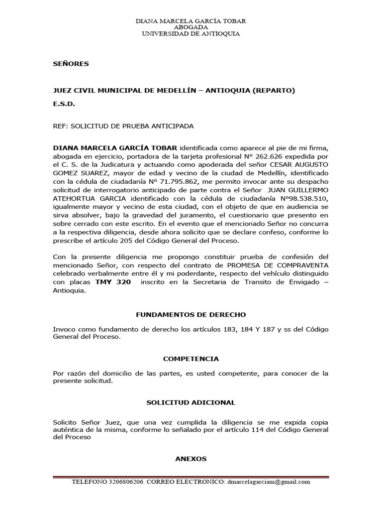 Solicitud de Prueba Anticipada 2 | PDF | Documento de identidad | Gobierno