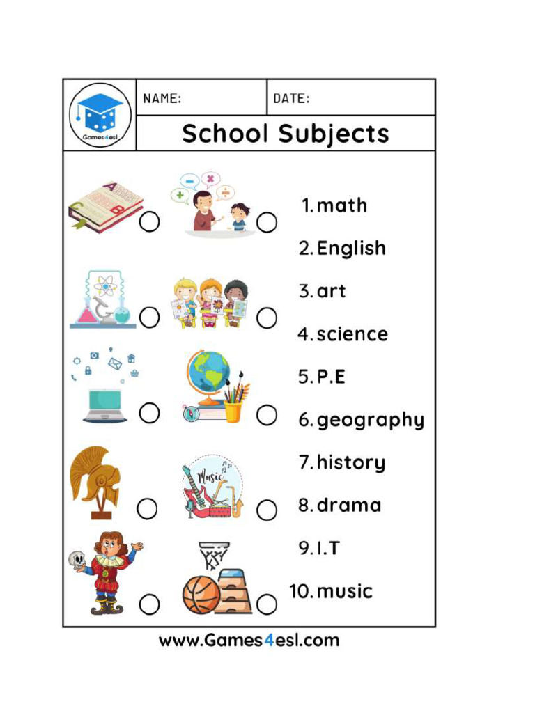 Exercises School Subjects | PDF