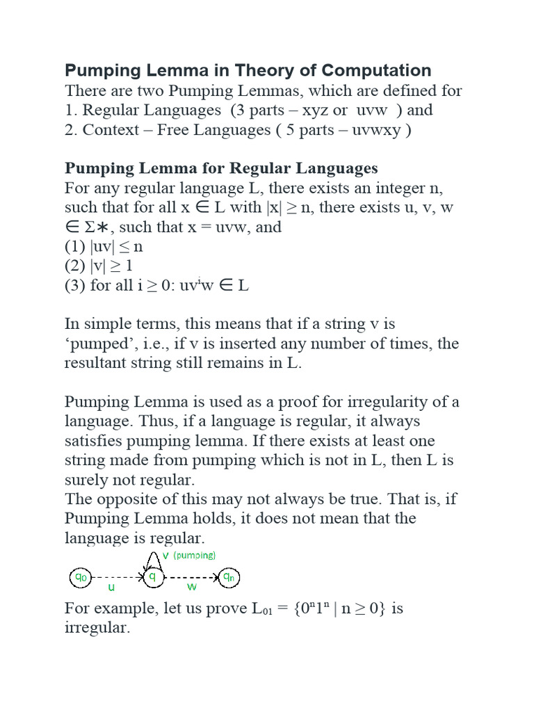22Pumping Lemma For CFL11032024 PDF Mathematical Logic