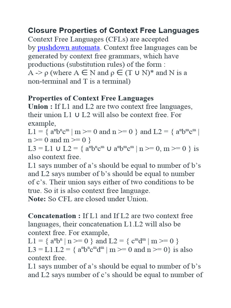 23-Closure Properties of CFL-12-03-2024 | PDF | Theoretical Computer ...