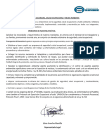 Política de Seguridad, Salud Ocupacional y Medio Ambiente Transportes Di-Severino S.P