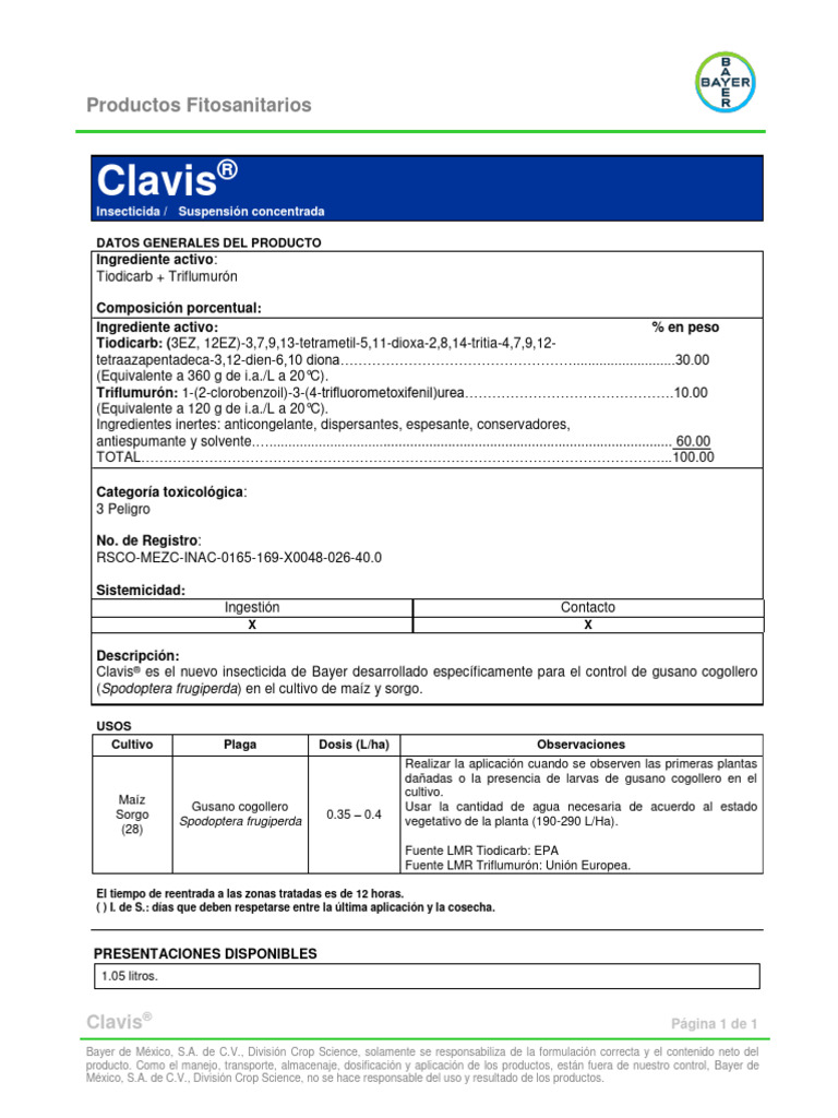 Clavis Ficha Tecnica - 2020 | PDF | Agricultura