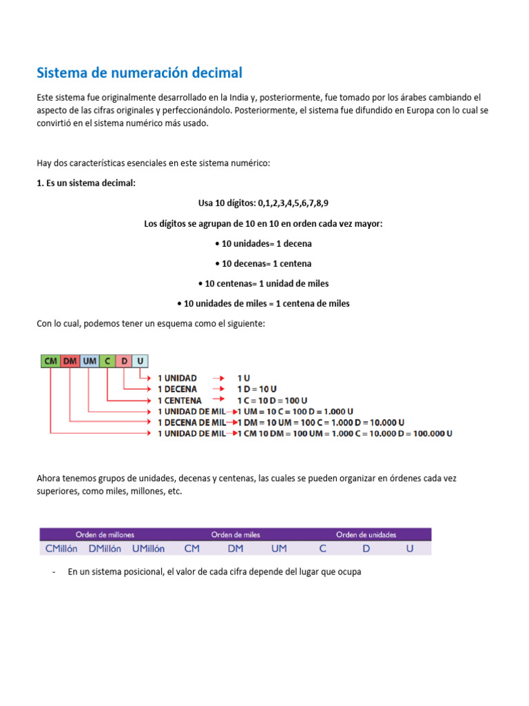 Sistema de Numeración Decimal Antiguo | PDF | Decimal | Codificaciones