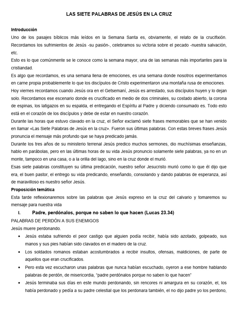 Las Siete Palabras De Jesus En La Cruz Pdf Jesús Cristo Título