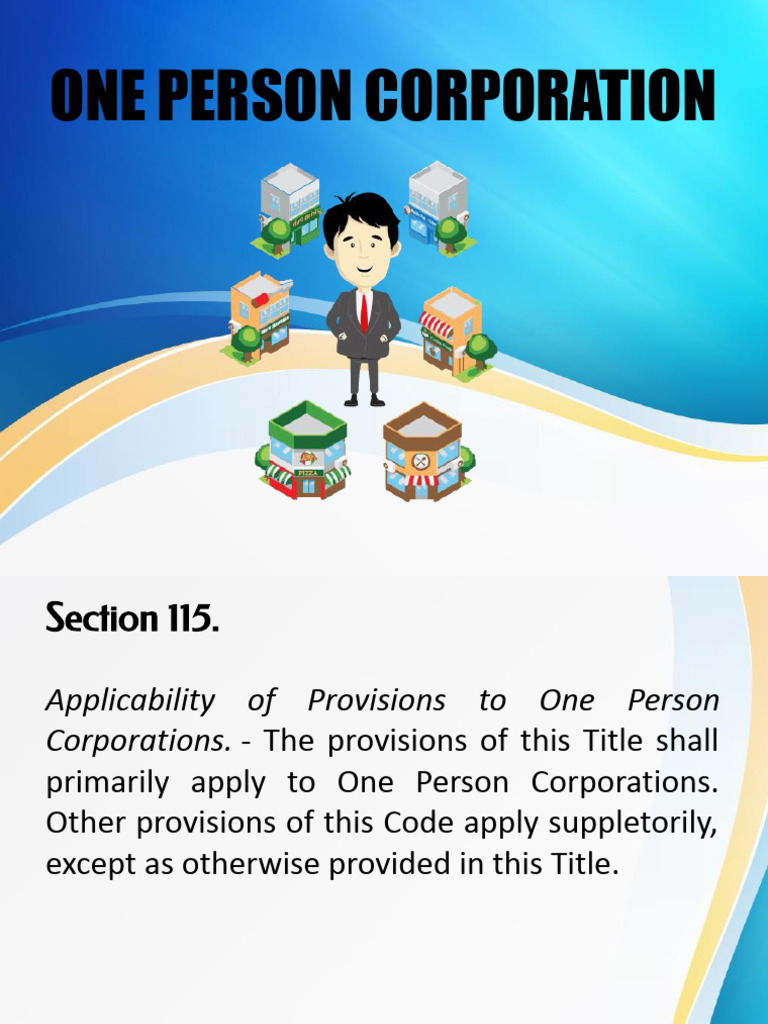 One Person Corporation | PDF | Corporations | Legal Liability