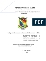 La Importancia de La Coca en Las Comunidades Andinas de Bolivia