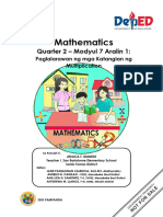 MATH2 Q2 Modyul7 Aralin1 Tagalog Paglalarawan NG Mga Katangian NG Multiplication