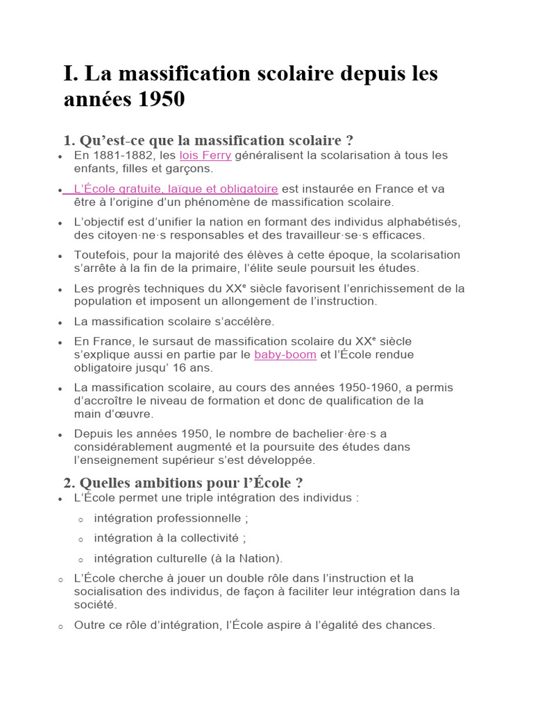La massification scolaire en France | PDF | Inégalité sociale ...