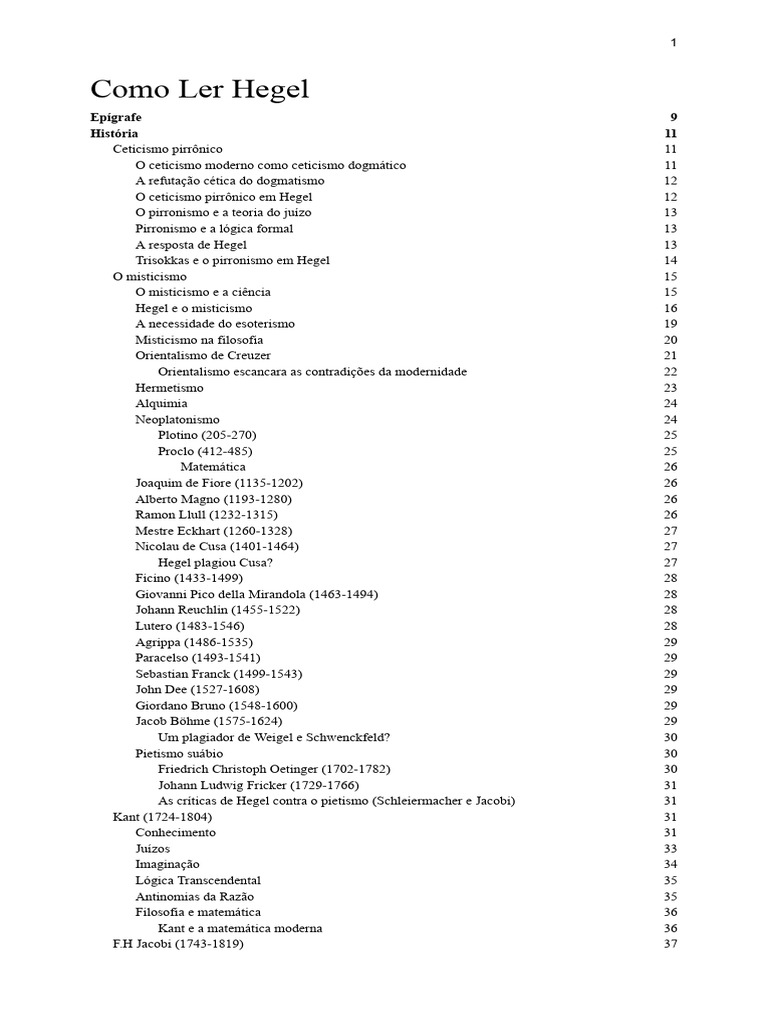 Como Ler Hegel 1 Pdf Ceticismo Science