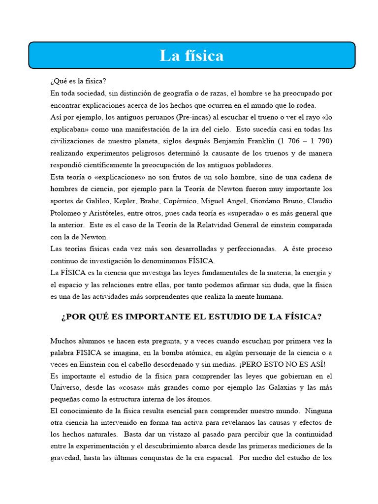 La Fisica Para Quinto De Primaria Pdf Física Electricidad