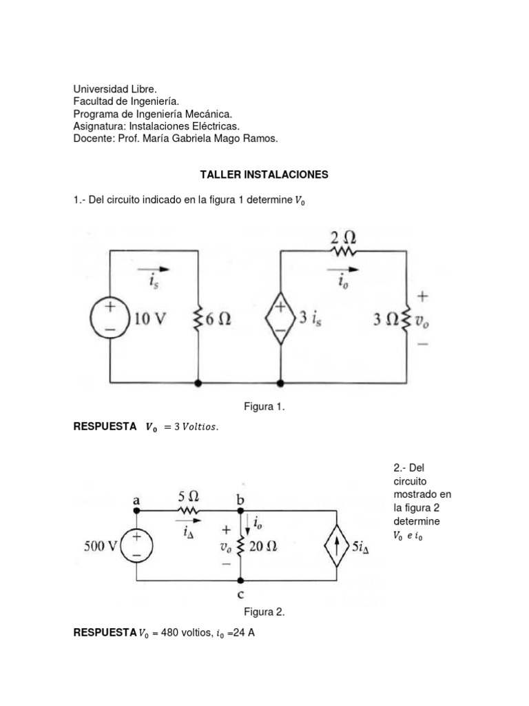 Taller Para Pr ctica De Ejercicios De Instalaciones El ctricas PDF