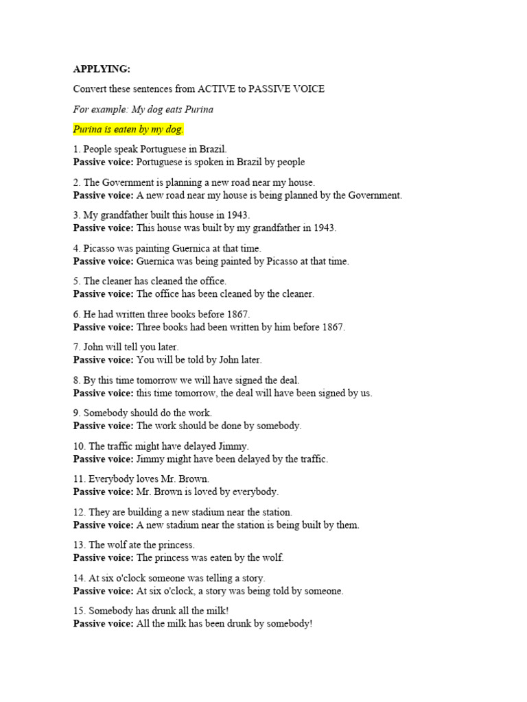 Converting Active to Passive Voice | PDF