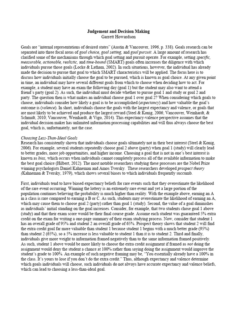 Judgement and Decision Making | PDF | Goal | Goal Setting