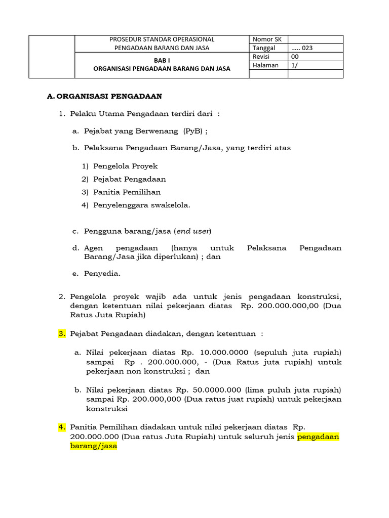 Prosedur Pengadaan Barang dan Jasa | PDF