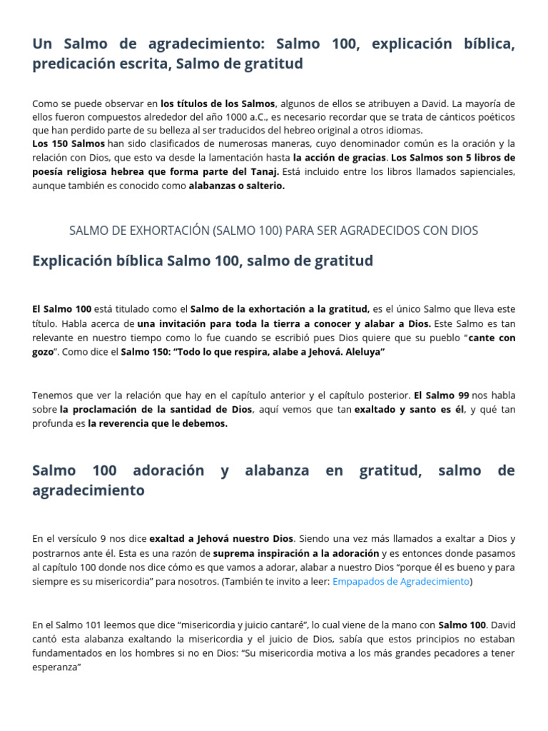 Salmo 100: Exhortación a la Gratitud | PDF | Salmos