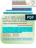 Communique DTR: Stage de Formation Federale Faf 1