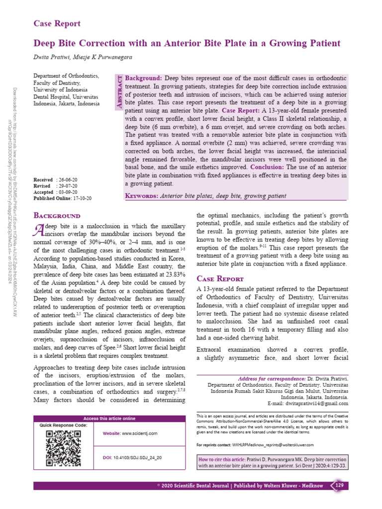 Orthodontic Deep Bite Treatment | PDF | Orthodontics | Dental Anatomy