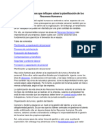 Factores Internos Que Influyen Sobre La Planificación de Los Recursos Humanos