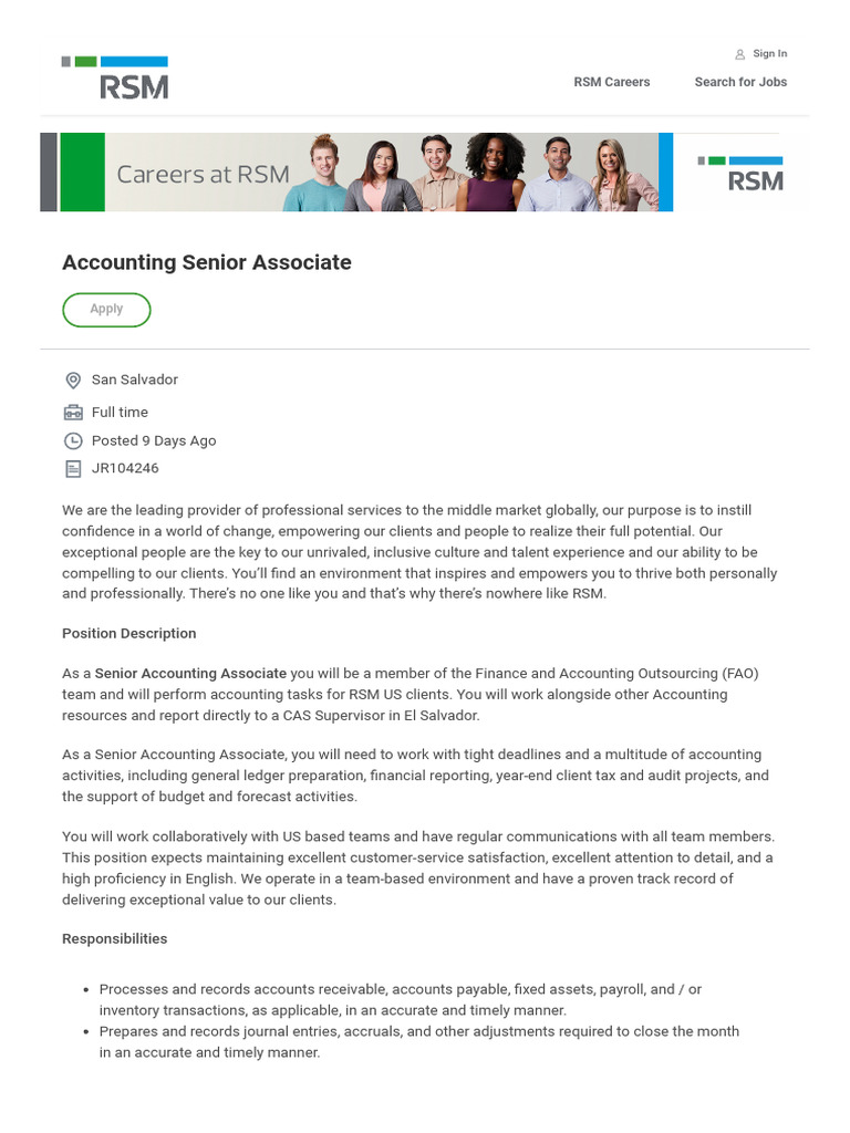 RSM-Accounting Senior Associate | PDF | Accounting | Enterprise ...
