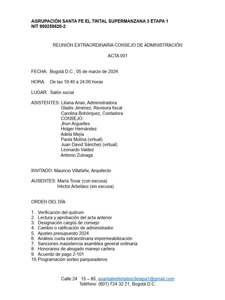 Acta corregida docx para pasar a mano pdf