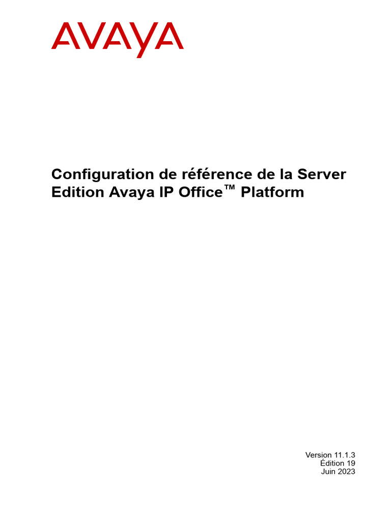 Avaya IP Office Platform Server Edition Reference Configuration - FR ...