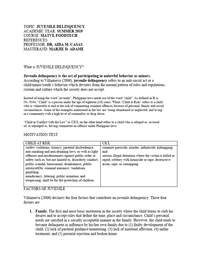 Notes For Classmates | PDF | Juvenile Delinquency | Adolescence