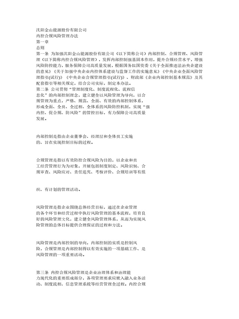 企业内控风险管理办法| PDF