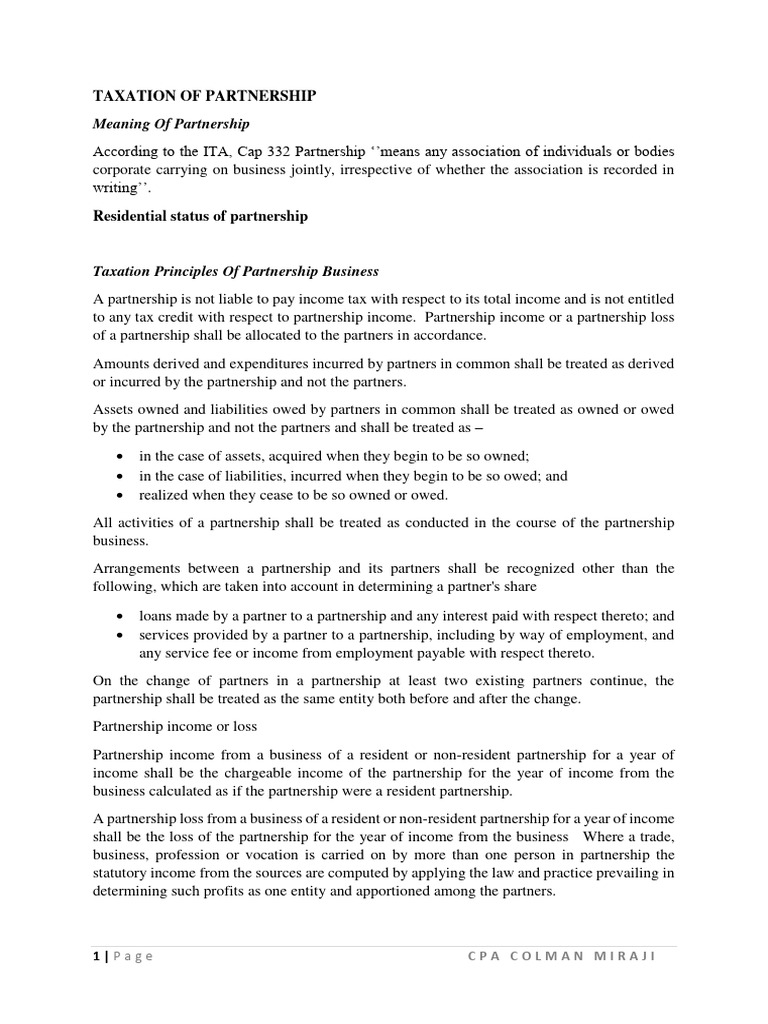 Taxation of Partnership | PDF | Partnership | Taxes