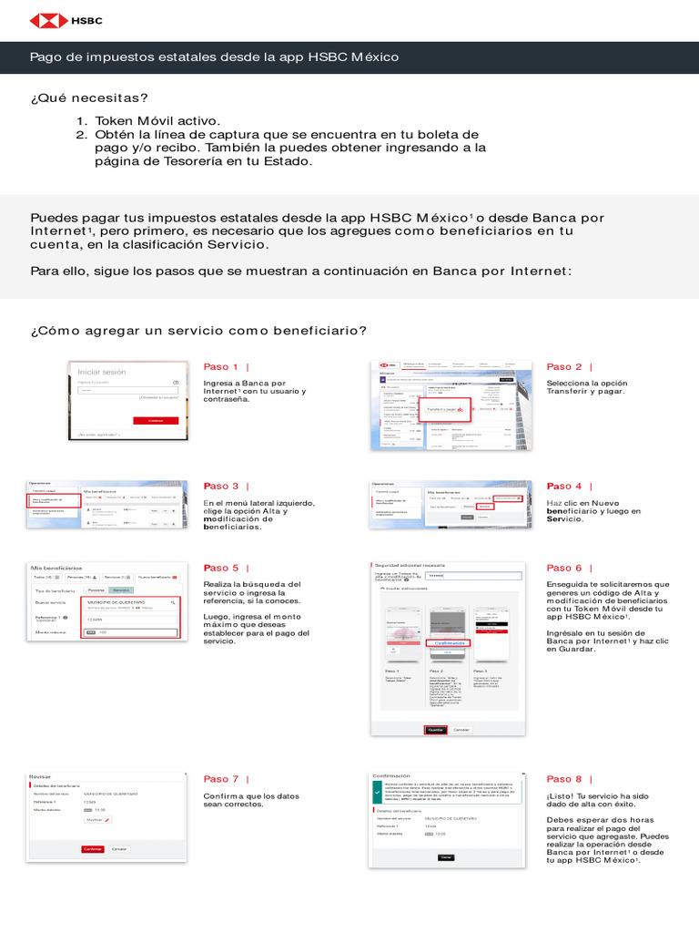 Pago de Impuestos en HSBC México | PDF | Aplicación movil | Contraseña