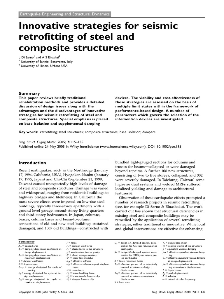 Innovative Strategies For Seismic Retrofitting of Steel and Composite ...