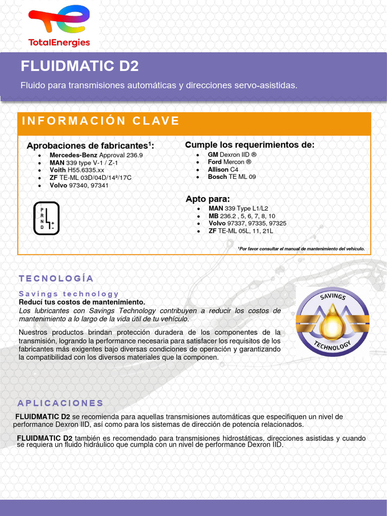 Fluidmatic D2 | PDF | Lubricante | Líquidos