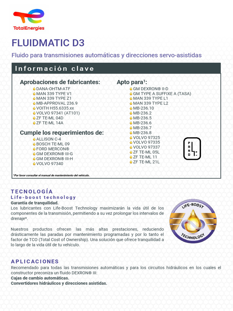 Fluidmatic D3 | PDF | Transmisión automática | Lubricante