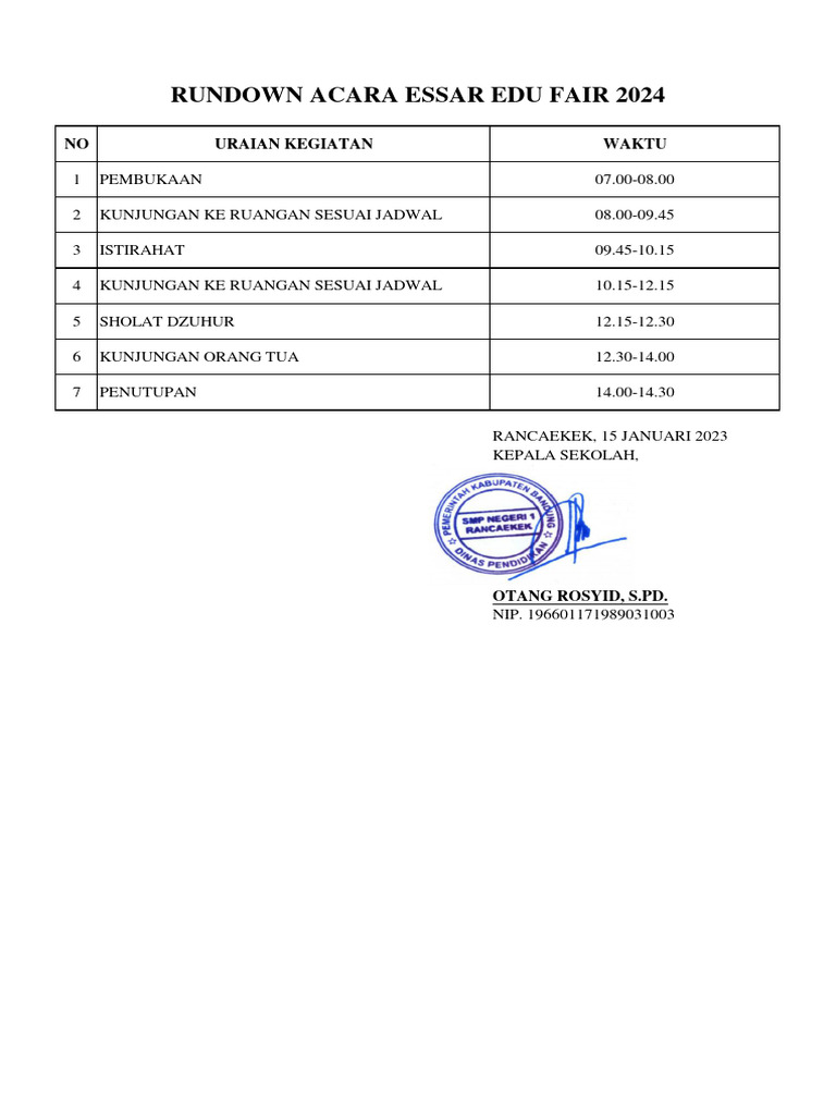 Rundown Acara Essar Edu Fair 2024 | PDF