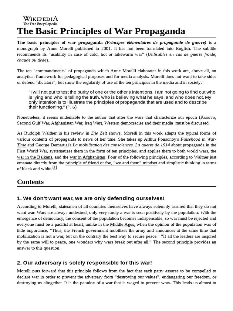 The Basic Principles of War Propaganda | PDF