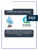 Especificaciones Tecnicas para Adquisición de Equipo de Conductividad Portatil