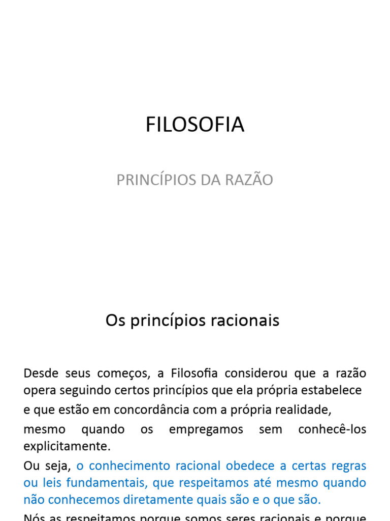 Princípios da Razão na Filosofia | PDF | Pensamento | Razão