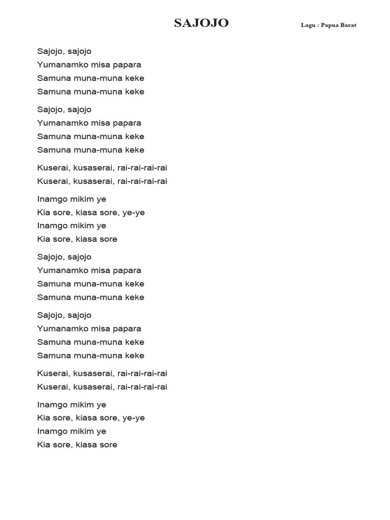 Sajojo Lirik | PDF
