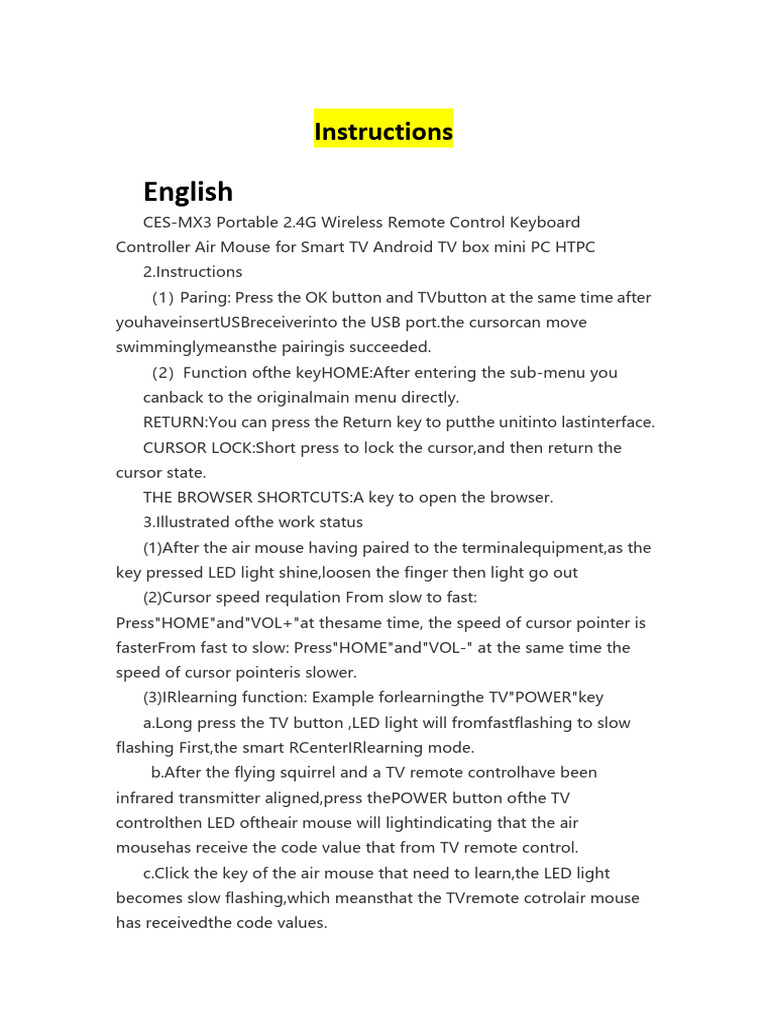 MX3 Air Mouse User Manual | PDF | Computer Keyboard | Remote Control