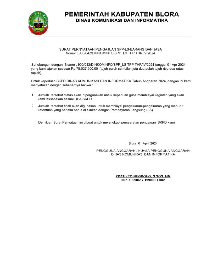 Pengajuan SPP-LS Barang dan Jasa 2024 | PDF