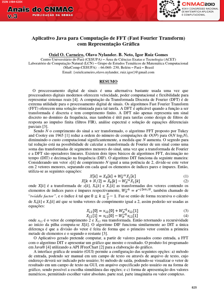 Aplicativo Java para Computação de FFT (Fast Fourier Transform) | PDF ...