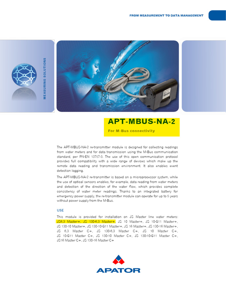 M-Bus Water Meter Module Guide | PDF | Power Supply | Flow Measurement