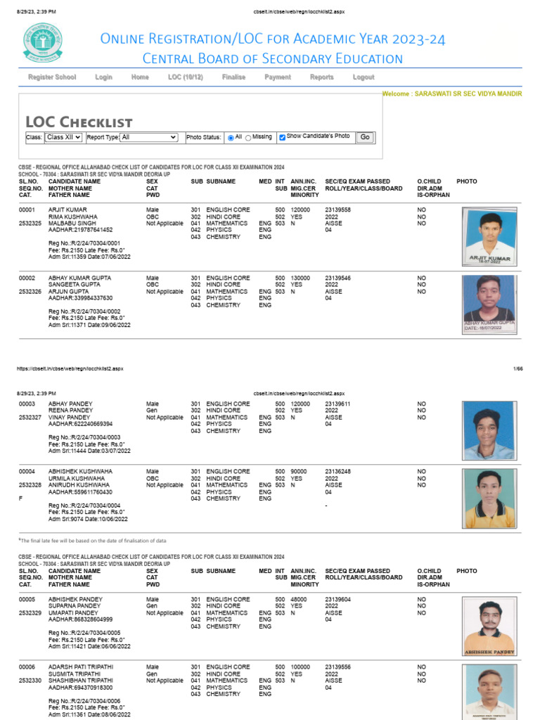CBSE Class XII LOC Checklist 2024 | PDF | Secondary Education | Student ...